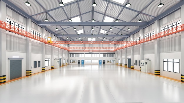 3d rendering empty factory interior or storehouse