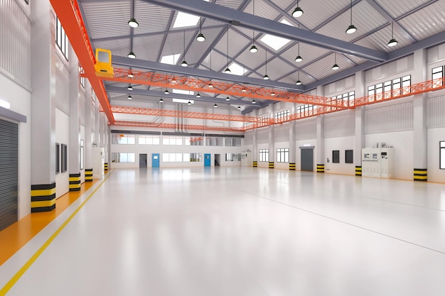 3d rendering empty factory interior or storehouse