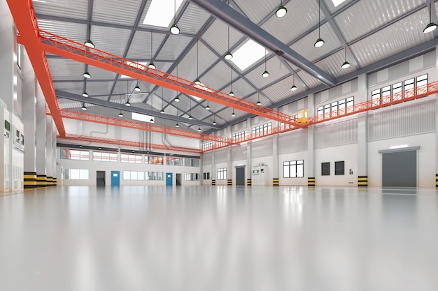 3d rendering empty factory interior or storehouse