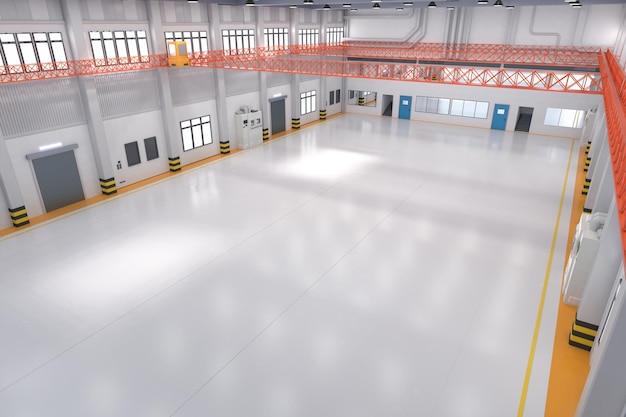 3d rendering empty factory interior or storehouse