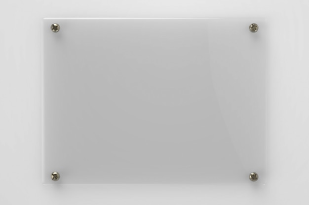 3d rendering empty glass board or acrylic board