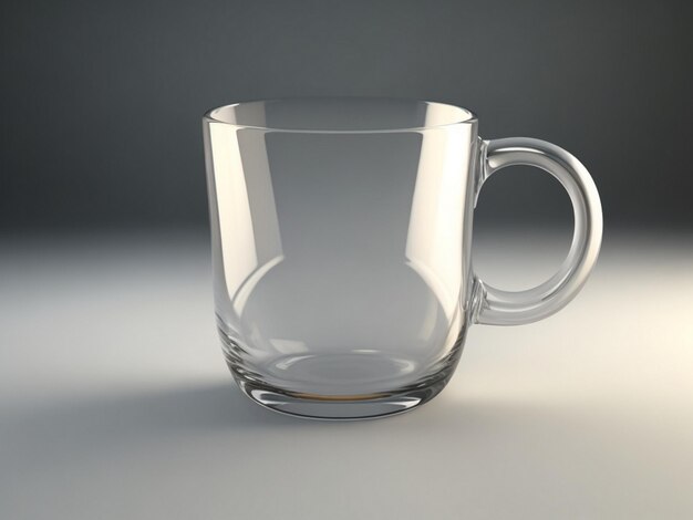 3D rendering of an empty glass mug in a front view