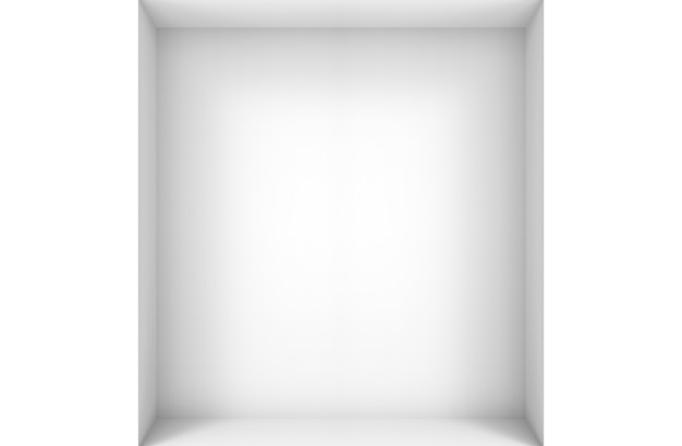 3d rendering. Empty modern simple minimal white corner room box wall design background.