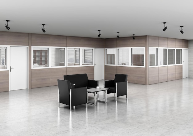 3d rendering empty office workstation partition interior