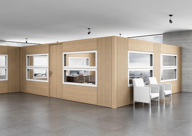 3d rendering empty office workstation partition interior