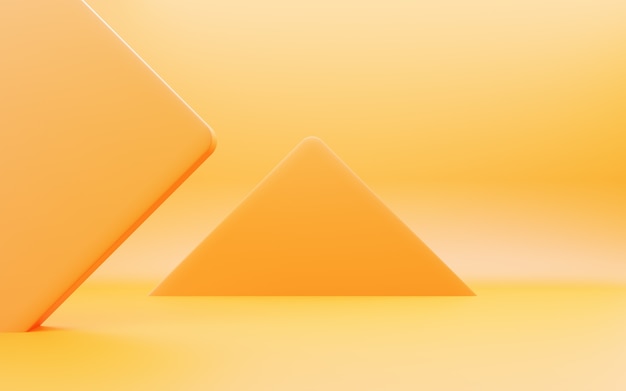 3d rendering of empty orange abstract geometric minimal concept background Scene for advertising