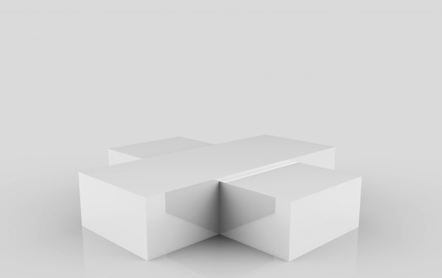 3d rendering. Empty rectangle gray box podium stage on white background.