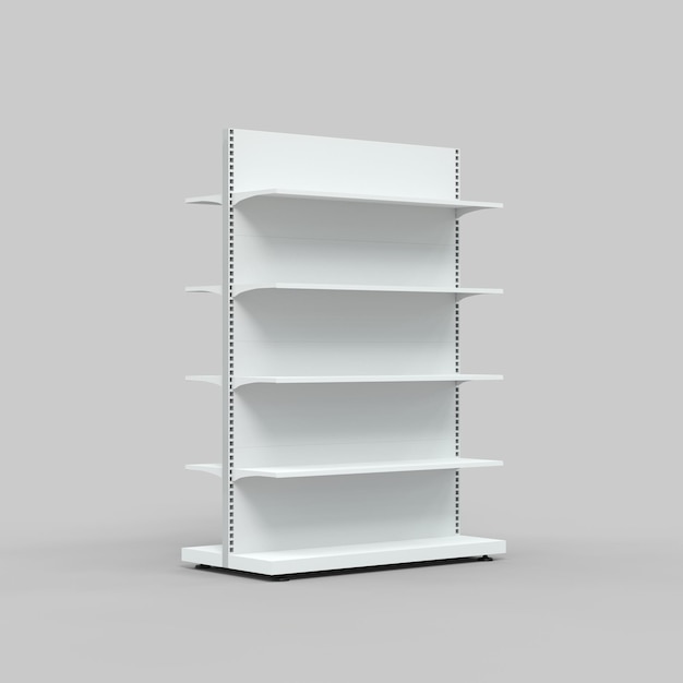 3D rendering empty shelf grey background