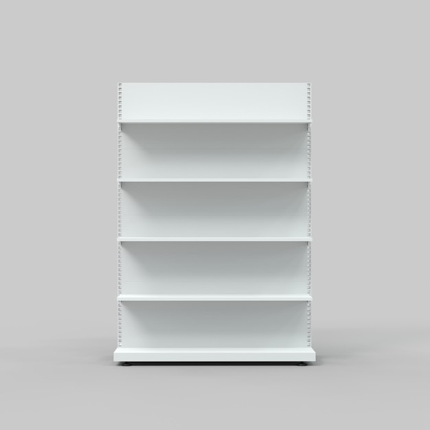 3D rendering empty shelf grey background