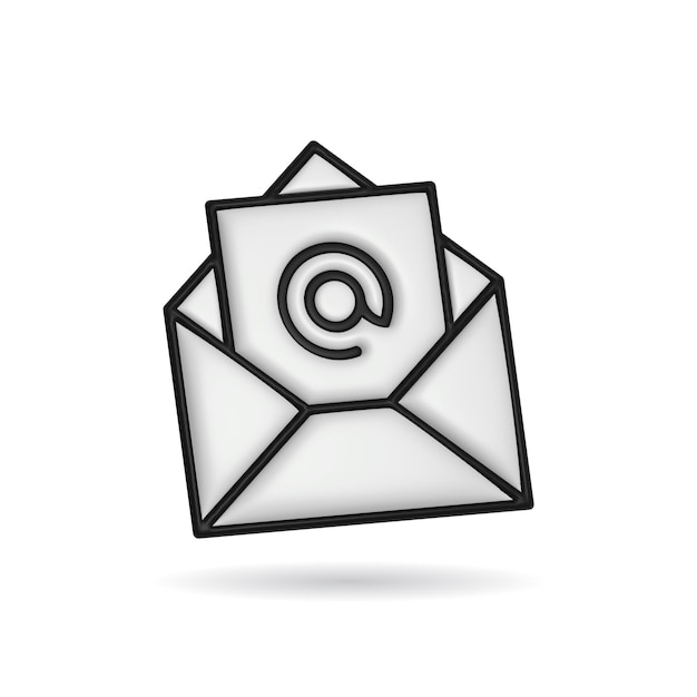 3d rendering envelope mail icon Illustration with shadow isolated on white