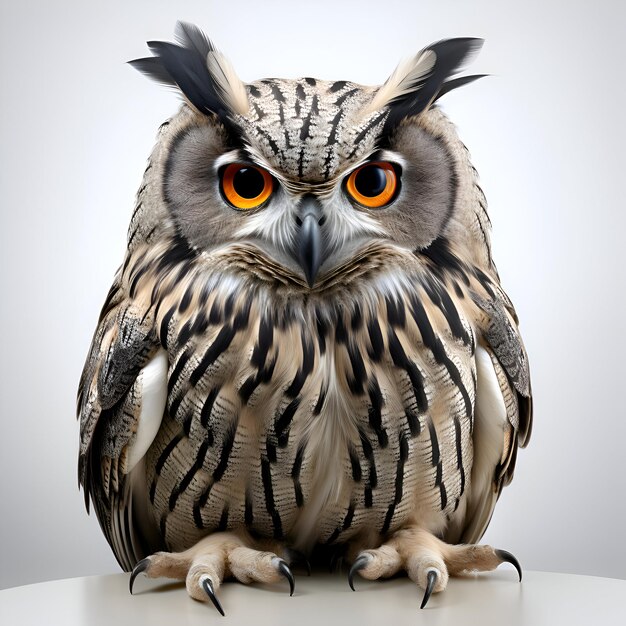 3D rendering of a fantasy owl isolated on a gray background