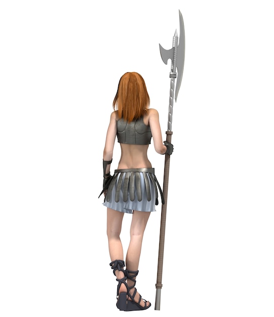 3D rendering of female warrior character