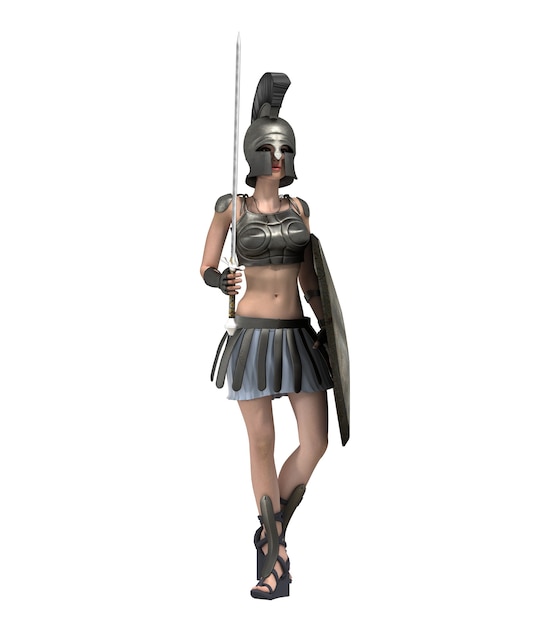 3D rendering of female warrior character