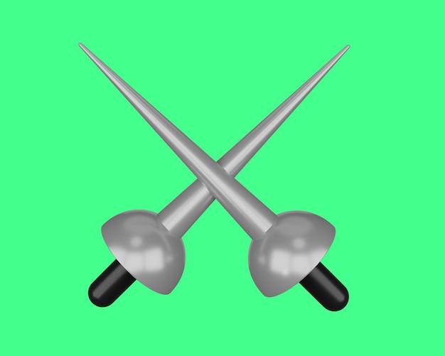 3d rendering of fencing swords. sports icon.