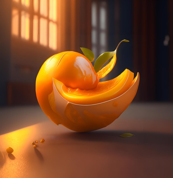 3d rendering of floating mango melting with ai