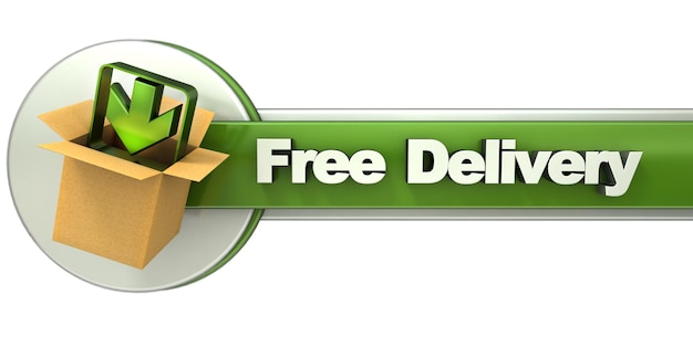 Photo 3d rendering of a free delivery concept banner