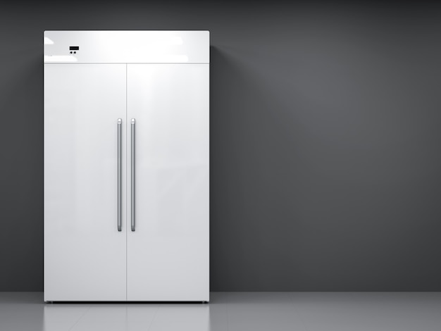 3d rendering fridge with side by side doors in empty room