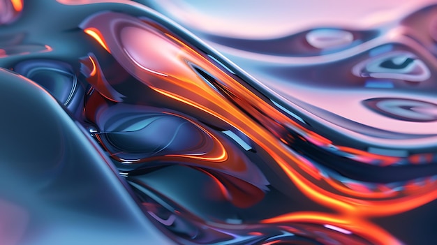 3D rendering Futuristic metalic surface with vibrant colors