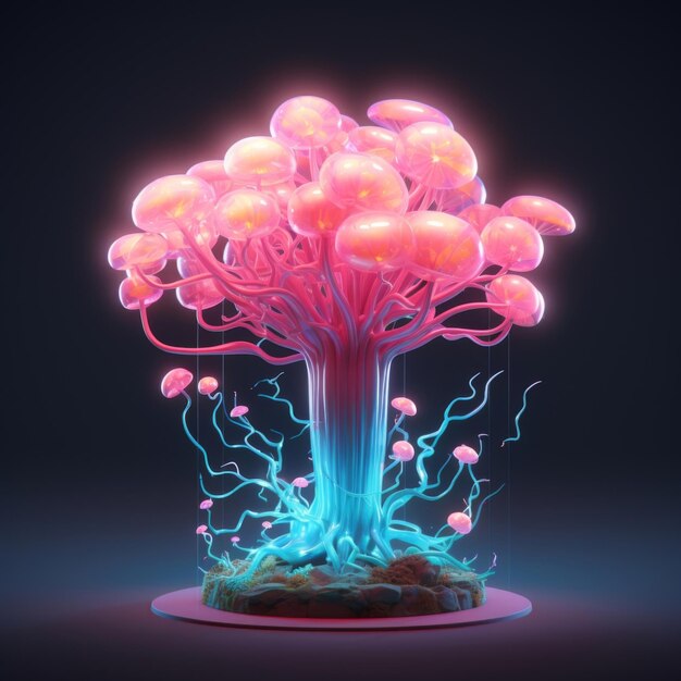 3D rendering of futuristic space mushrooms icon