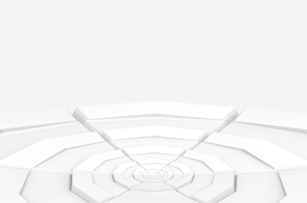 3d rendering. futuristic white Hexagonal stage on gray background.