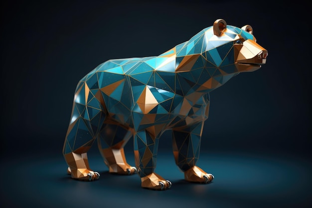 Photo a 3d rendering of a geometric bear