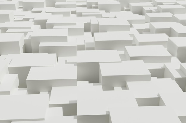 3d rendering geometric blocks on white background