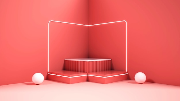 3d rendering of geometric podiums