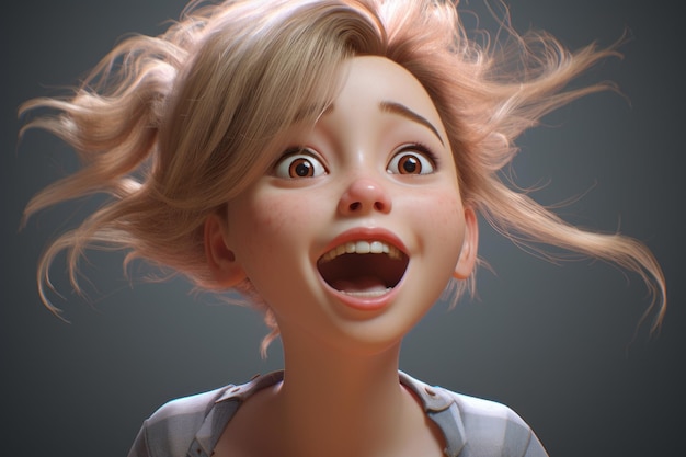 3d rendering of a girl with her mouth open