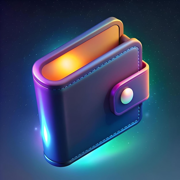 Photo a 3d rendering of a glowing futuristic wallet perfect for digital finance cryptocurrency and technology related projects