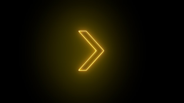 3D rendering of glowing neon arrows on a black background Flashing direction indicators