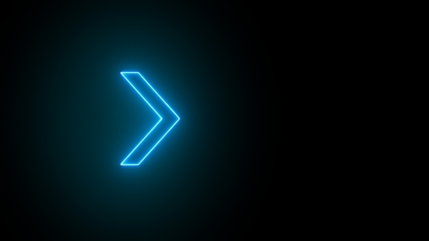 3D rendering of glowing neon arrows on a black background Flashing direction indicators