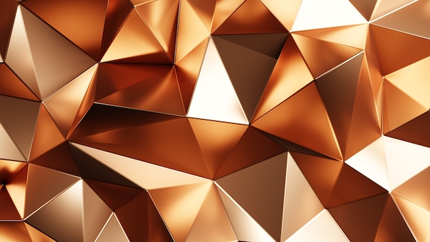 3D Rendering. Gold triangular abstract background.