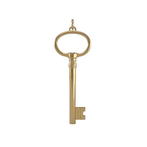 3D rendering Gold vintage key design bronze classic metal retro antique