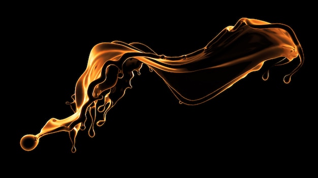 3d rendering of a golden flowing splash