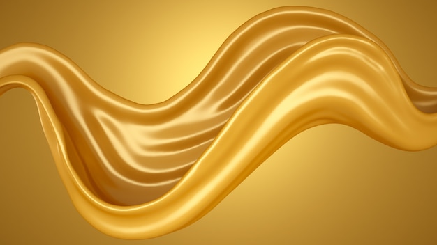 3d rendering of a golden flowing splash