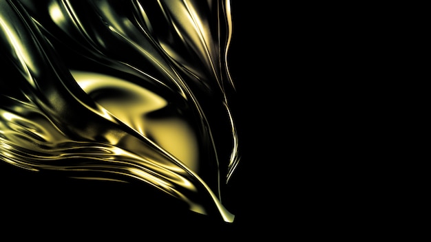 3d rendering of golden pleats and swirls