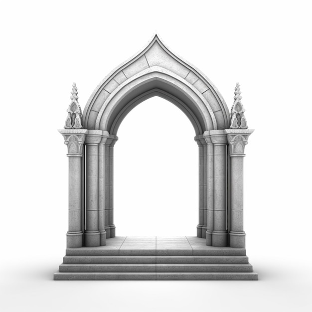 A 3d rendering of a gothic arch with steps and columns generative ai