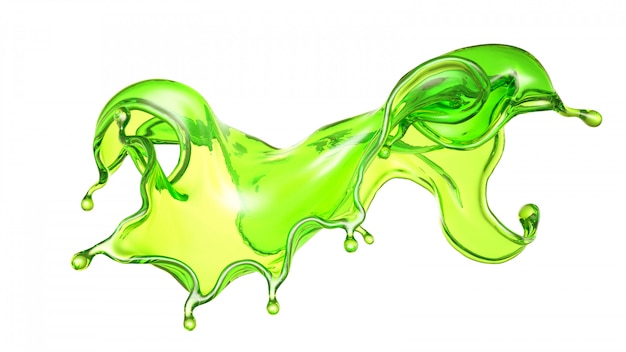 3d rendering green liquid splash