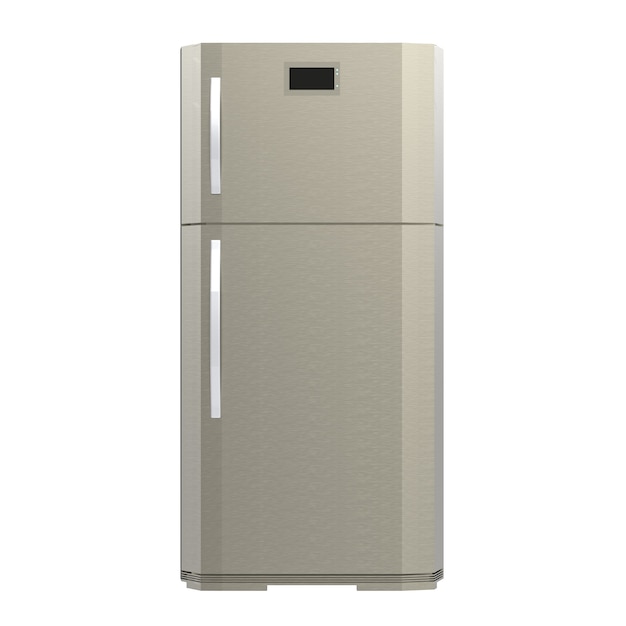 3d rendering grey new fridge isolated on white