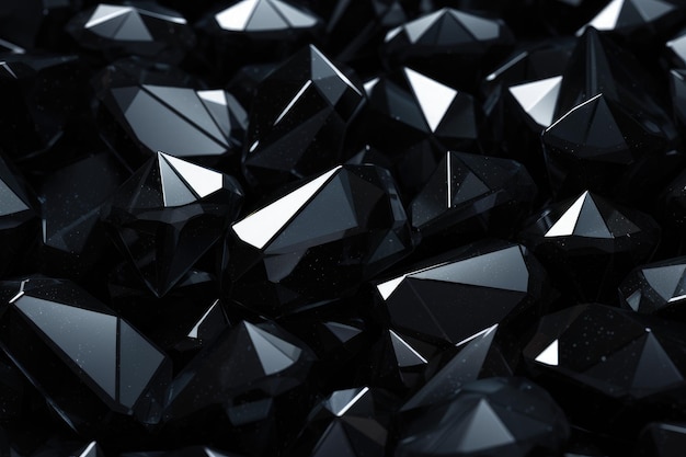 3d rendering of a group of diamond in black and white background abstract black crystal background AI Generated