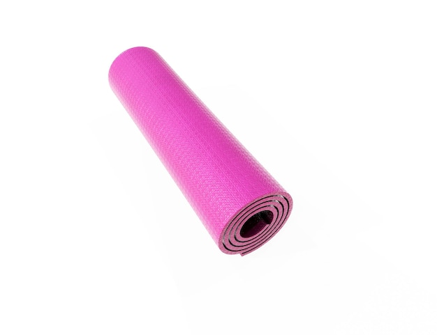 3d rendering of a half rolled yoga mat isolated on white background Fitness and health Exercise equipment Yoga and pilates