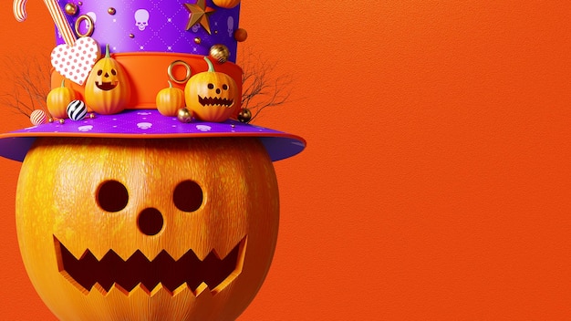 3d rendering halloween pumpkin background, beautiful pumpkin head decoration, orange rough texture