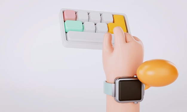 3d rendering of hand and keyboard