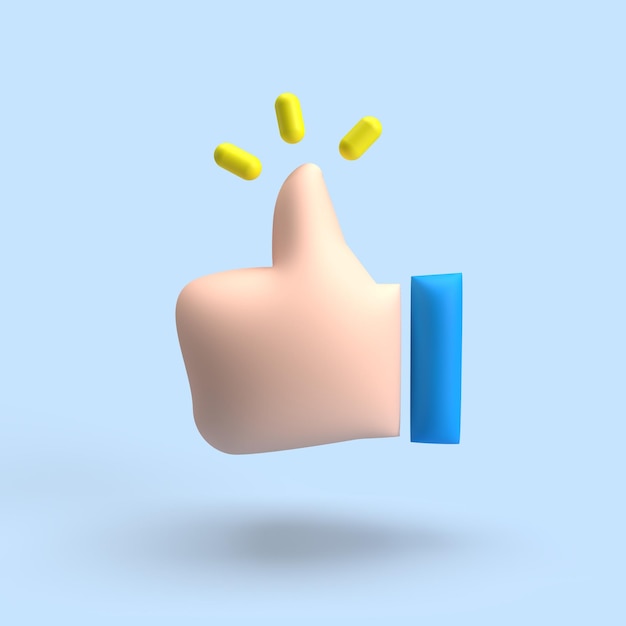 3d rendering of hand thump up icon