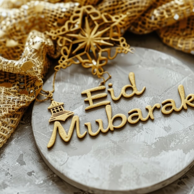 Photo 3d rendering happy eid mubarak wishing awesome poster design