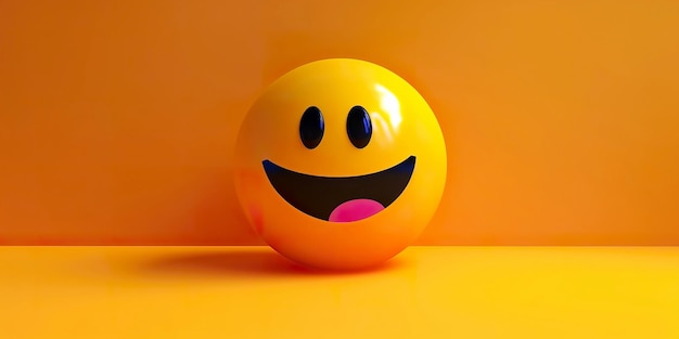 3D rendering Happy and laughing emoticon