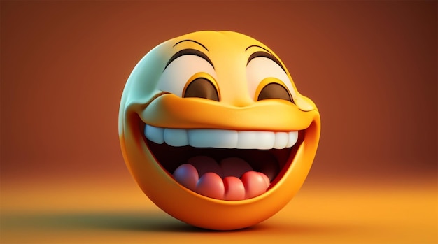 3D rendering Happy and laughing emoticon