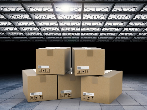 3d rendering heap of stockpile with warehouse background