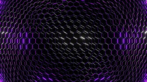 3d Rendering Hexagonal background depth of field effect Futuristic cellular