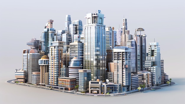 3D Rendering of High Detail Realism City Buildings